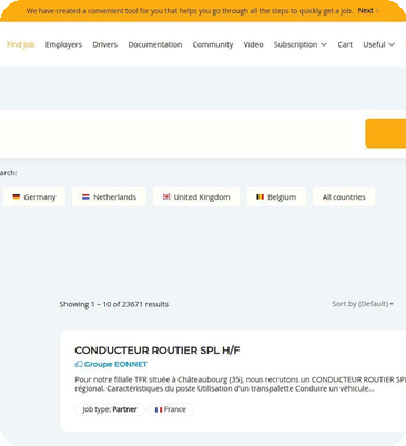 Driver Work job listings page