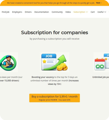 Driver Work subscription pricing